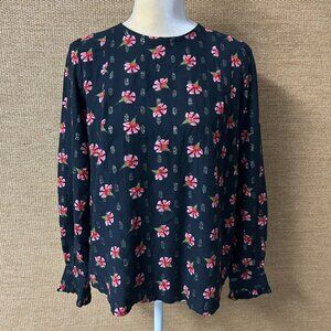 Loft Blouse Women’s XS Black Pink Floral